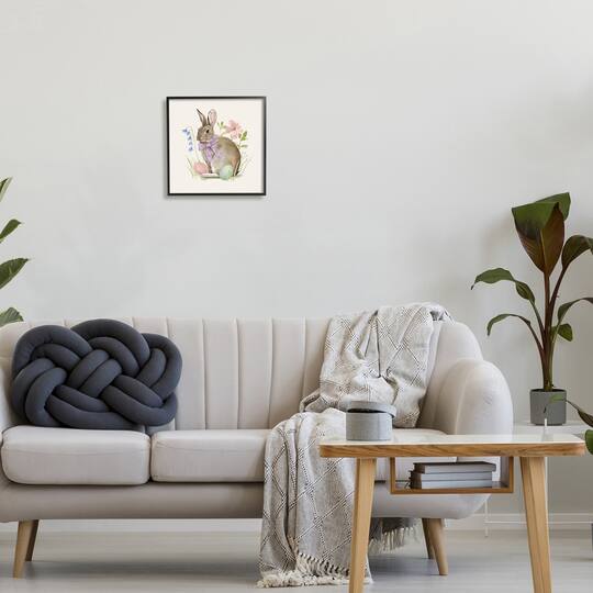 Stupell Industries Spring Bunny Rabbit Easter Eggs Blossoming Flowers Framed Giclee Art